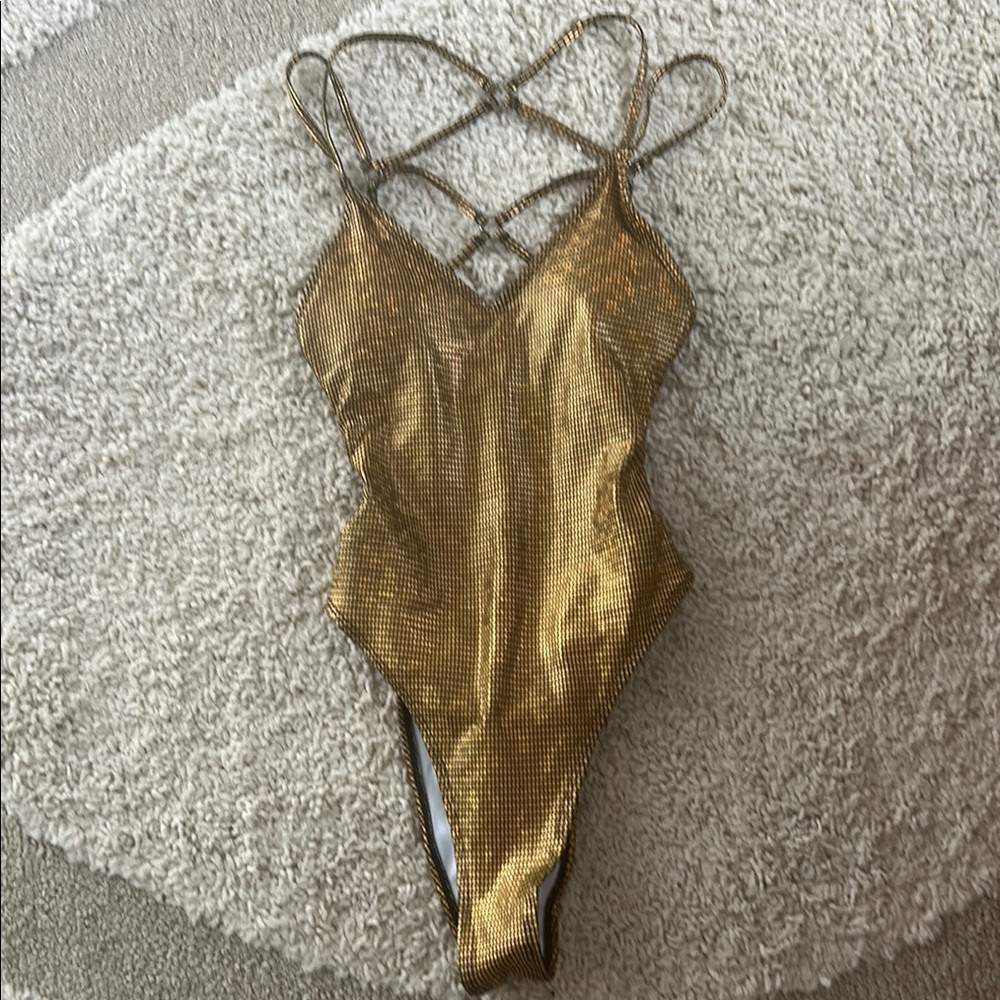SHEIN Gold One Piece Swimsuit